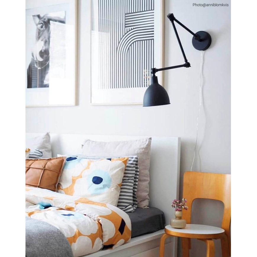 ByRydens - Candeeiro de parede com regulação BAZAR 1xE27/5W/230V preto