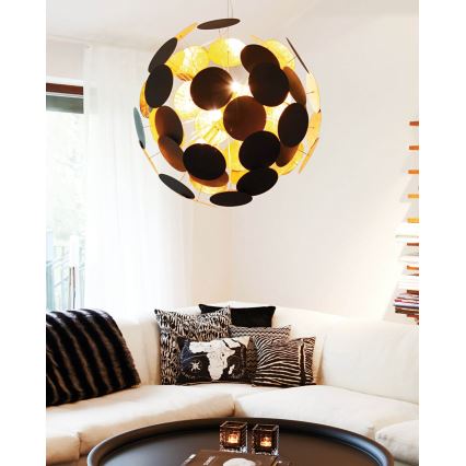ByRydens - Candeeiro suspenso PLANET 4xE14/5W/230V preto/dourado diâmetro 50 cm