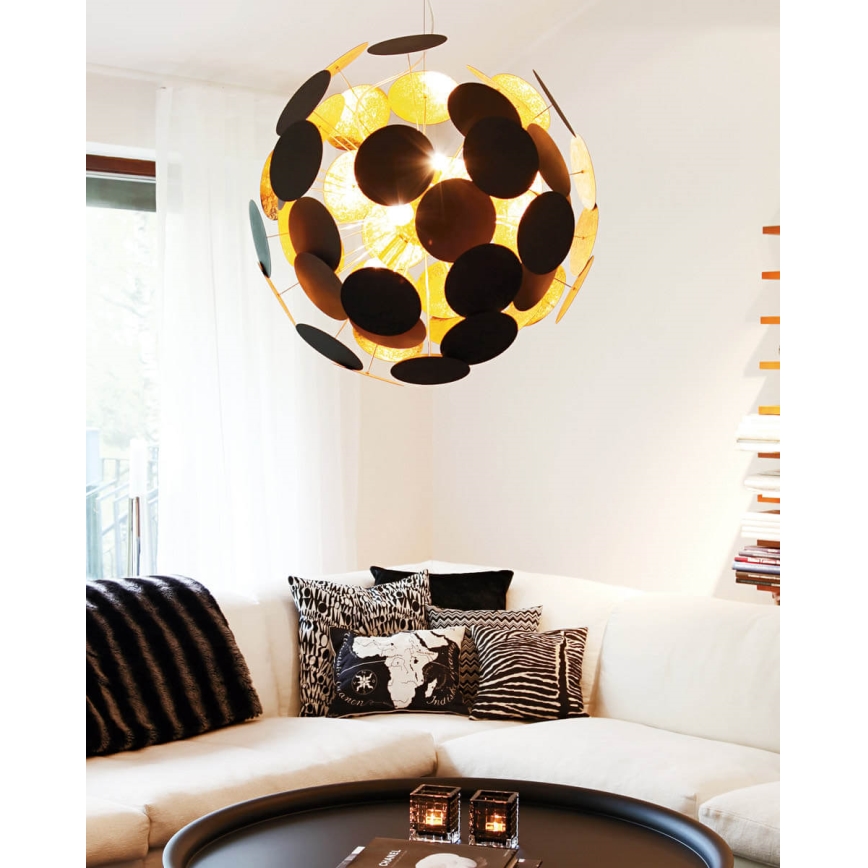 ByRydens - Candeeiro suspenso PLANET 4xE14/5W/230V preto/dourado diâmetro 50 cm