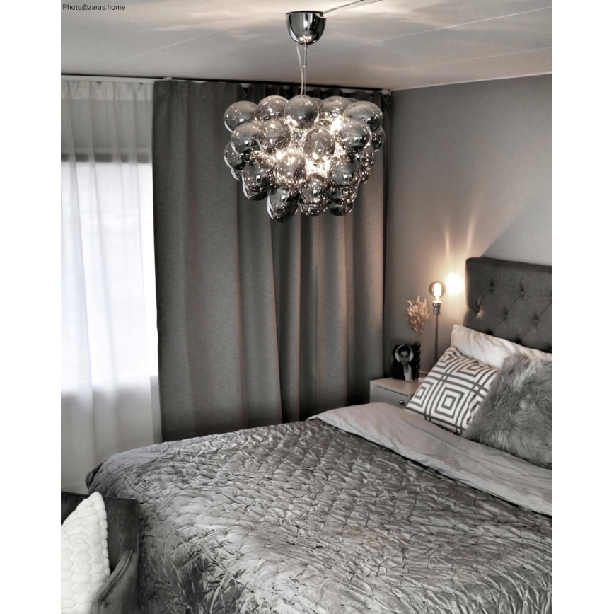 ByRydens - Candeeiro suspenso GROSS 8xG9/4W/230V fumado/preto diâmetro 50 cm