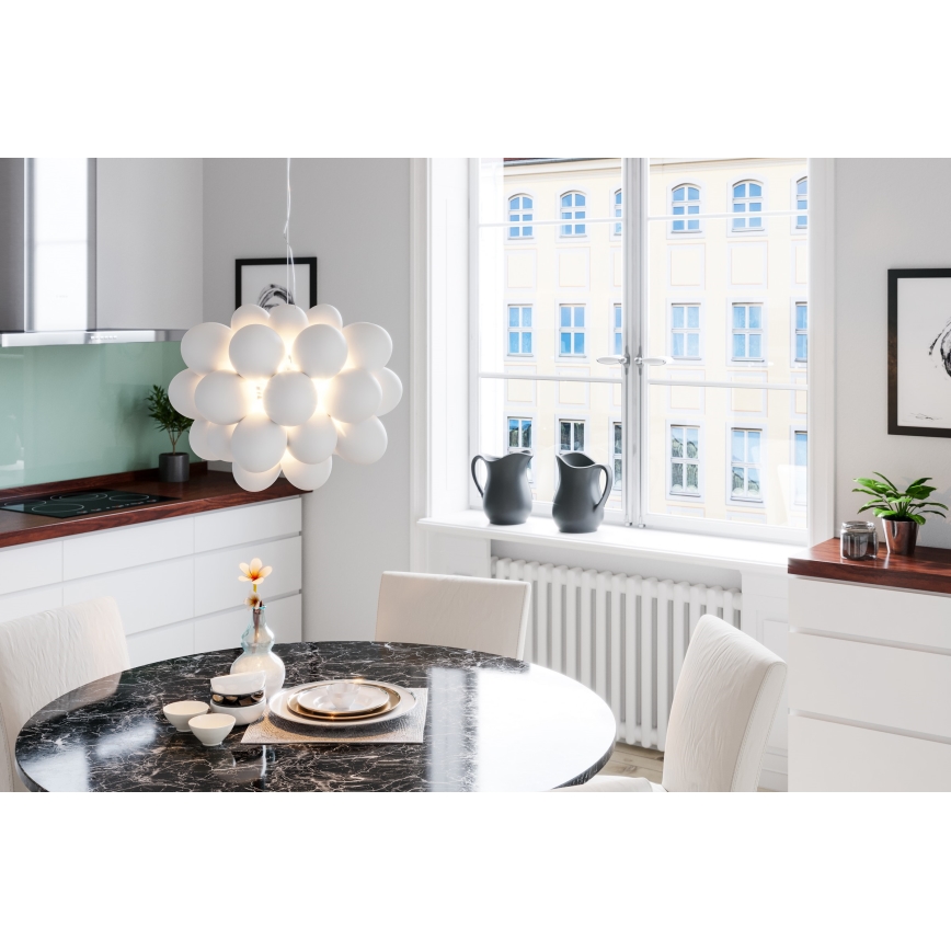 ByRydens - Candeeiro suspenso GROSS 8xG9/4W/230V branco diâmetro 50 cm