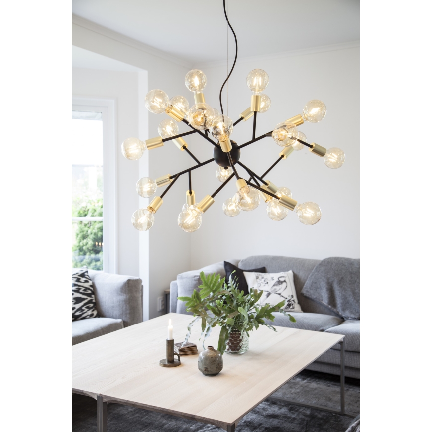 ByRydens - Candeeiro suspenso HEROES 24xE27/5W/230V preto diâmetro 80 cm