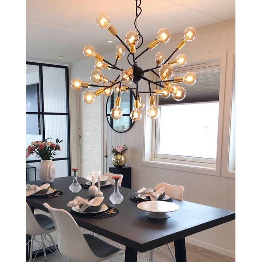 ByRydens - Candeeiro suspenso HEROES 24xE27/5W/230V preto diâmetro 80 cm