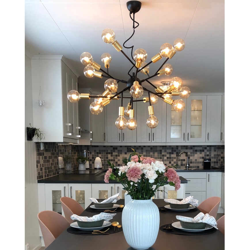 ByRydens - Candeeiro suspenso HEROES 24xE27/5W/230V preto diâmetro 80 cm