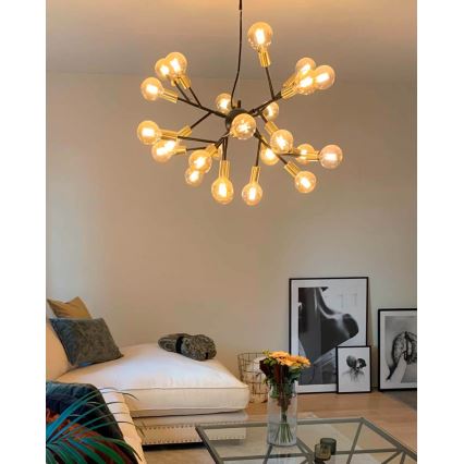 ByRydens - Candeeiro suspenso HEROES 24xE27/5W/230V preto diâmetro 80 cm