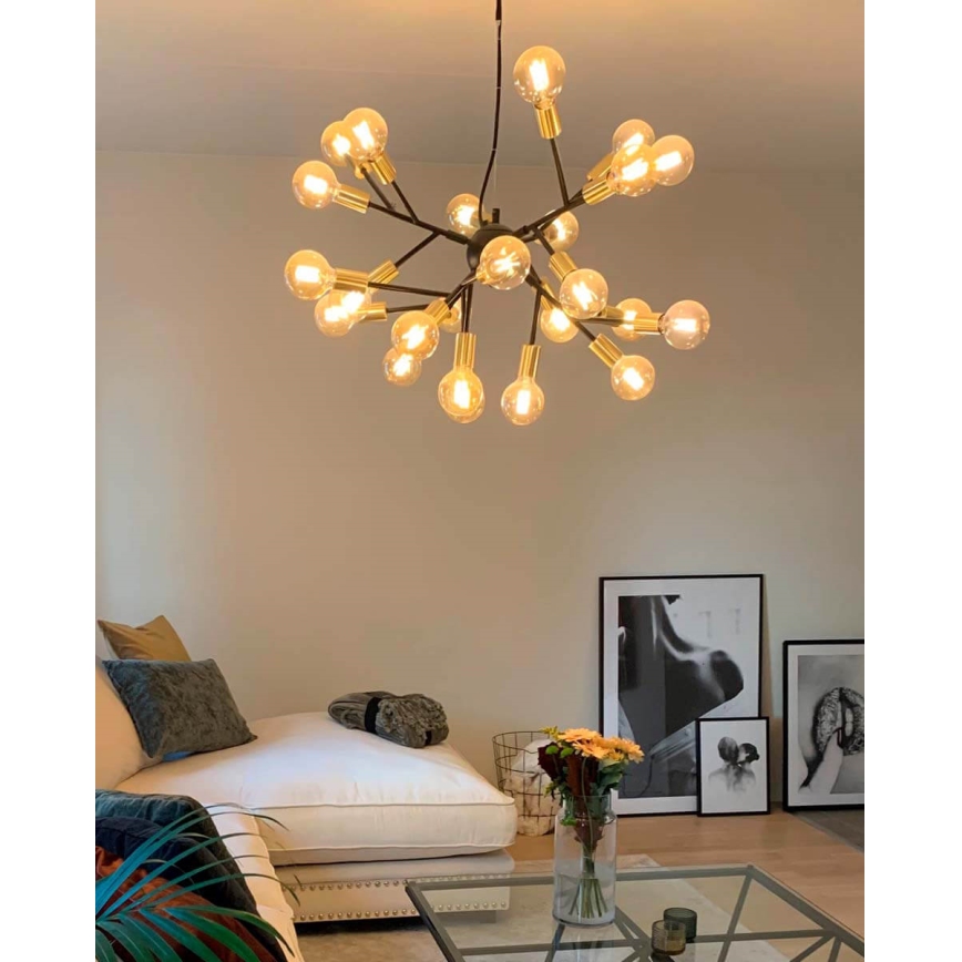 ByRydens - Candeeiro suspenso HEROES 24xE27/5W/230V preto diâmetro 80 cm