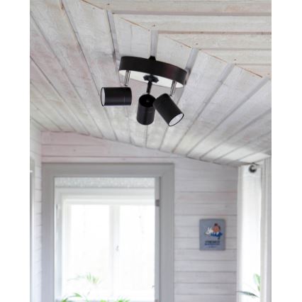 ByRydens - Foco CORRECT 3xGU10/7W/230V preto diâmetro 20 cm