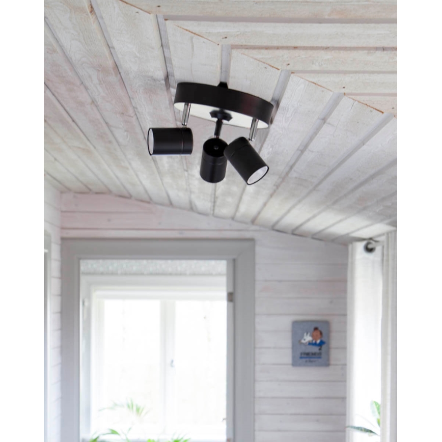 ByRydens - Foco CORRECT 3xGU10/7W/230V preto diâmetro 20 cm