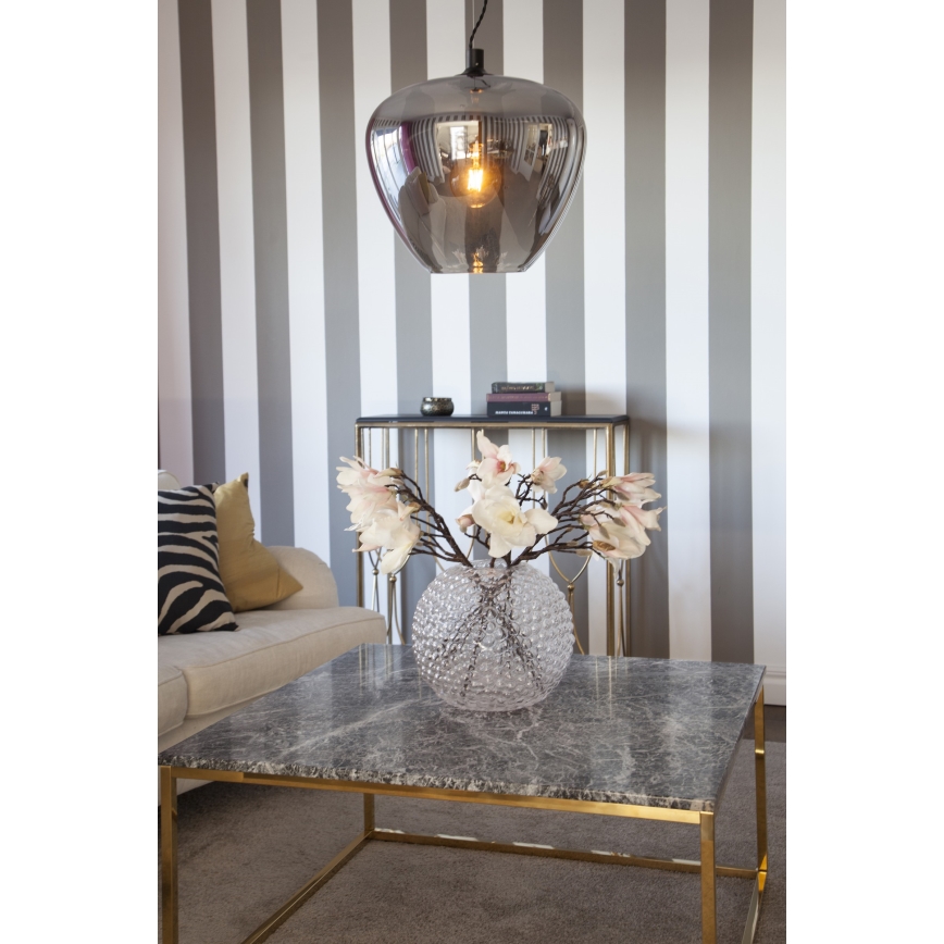 ByRydens - Candeeiro suspenso BELLISSIMO 1xE27/8W/230V fumado/preto diâmetro 40 cm