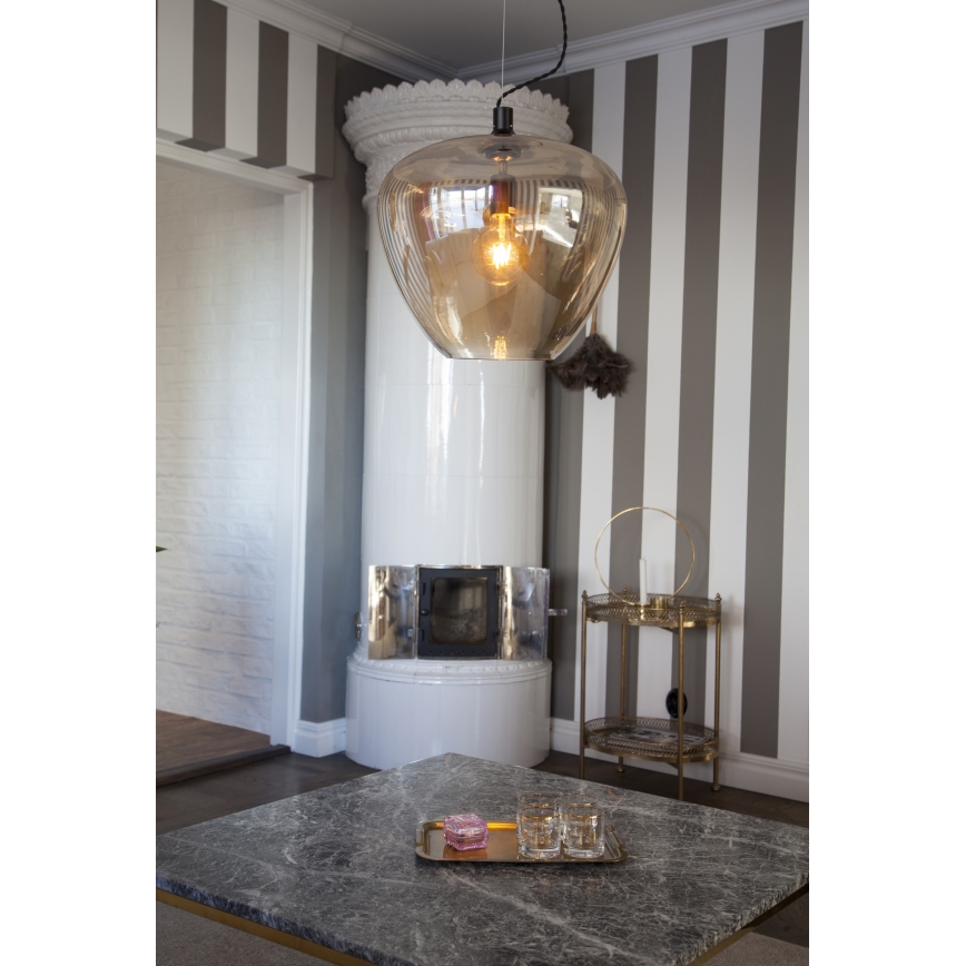 ByRydens - Candeeiro suspenso BELLISSIMO 1xE27/8W/230V fumado/castanho diâmetro 40 cm