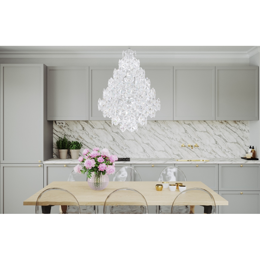 ByRydens - Candeeiro suspenso MONARQUE GRANDE 11xE14/5W/230V transparente diâmetro 58 cm