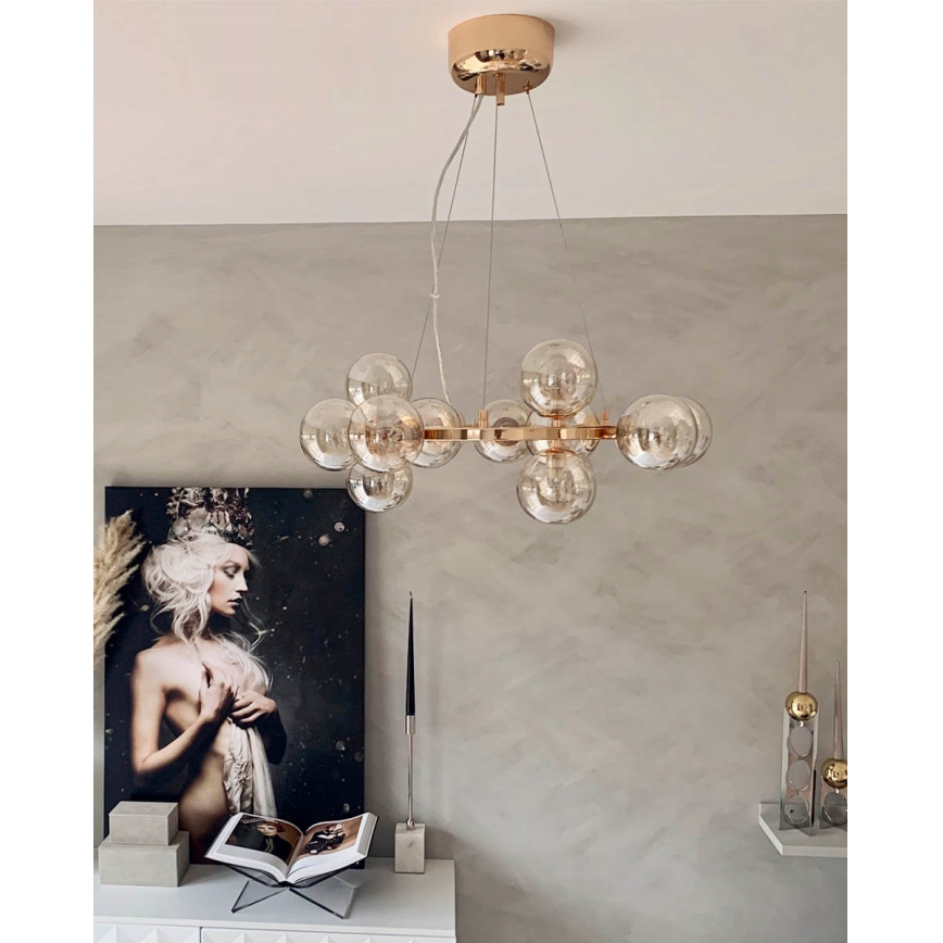 ByRydens - Candeeiro suspenso SPLENDOR 15xG9/5W/230V fumado/castanho diâmetro 58 cm