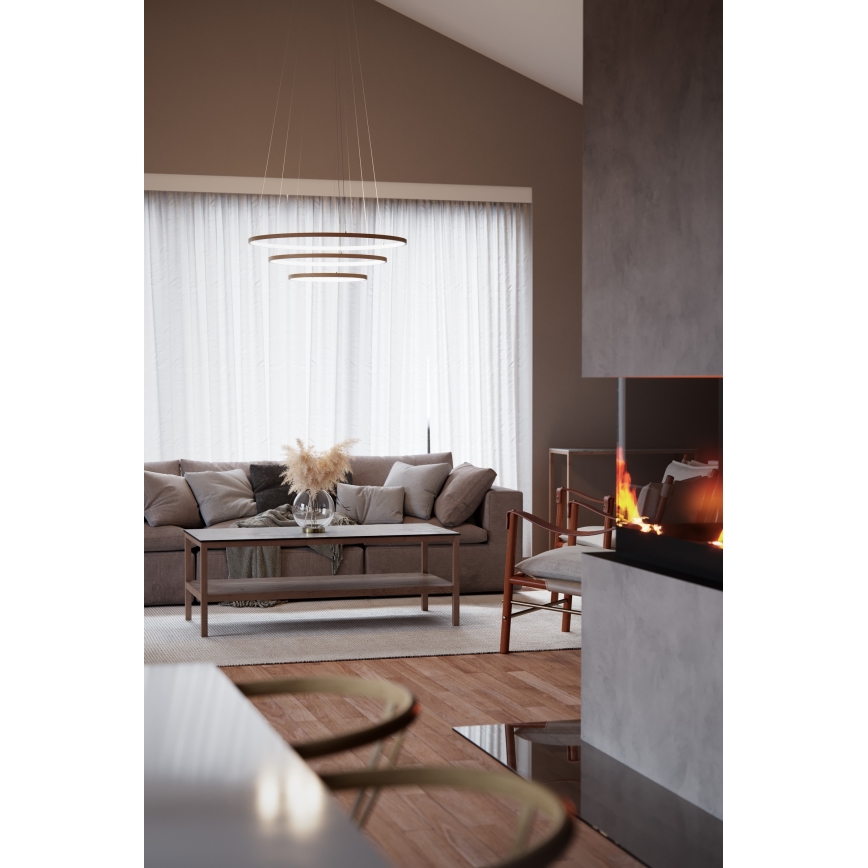 ByRydens - Candeeiro suspenso LED TRIONE LED/45W/230V castanho diâmetro 80 cm