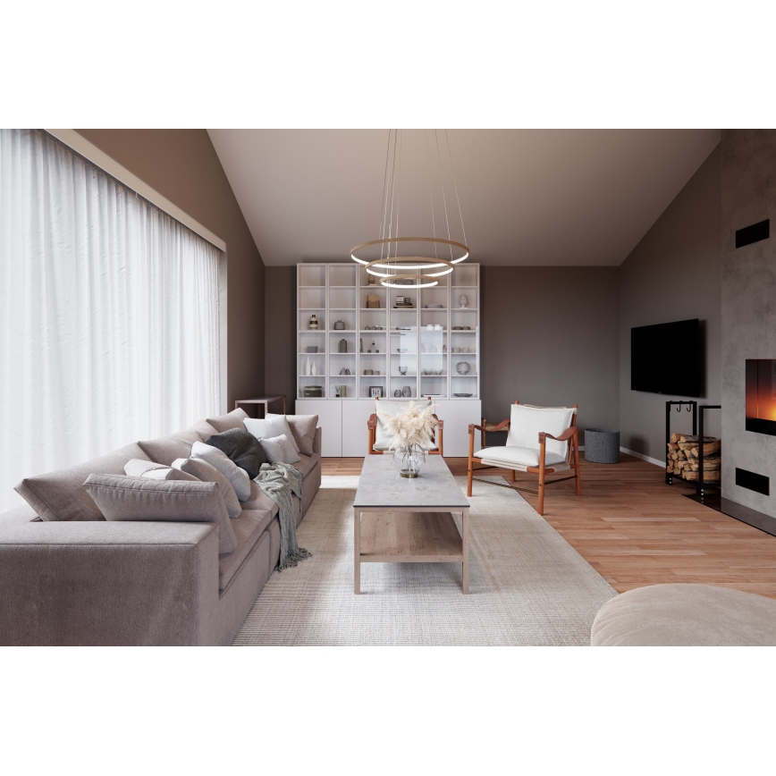 ByRydens - Candeeiro suspenso LED TRIONE LED/45W/230V castanho diâmetro 80 cm