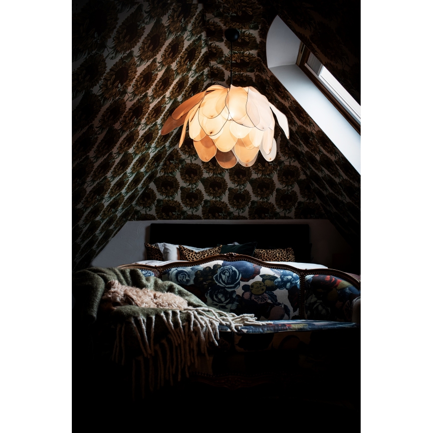 ByRydens - Candeeiro suspenso LOU LOU 1xE27/5W/230V bege diâmetro 80 cm