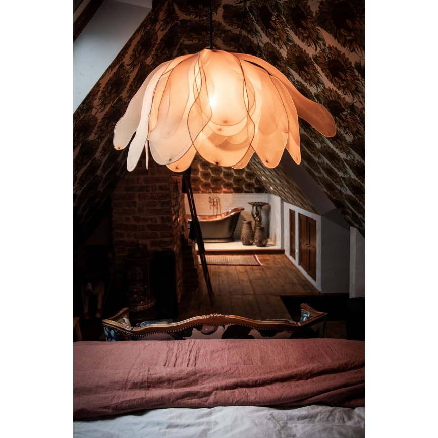 ByRydens - Candeeiro suspenso LOU LOU 1xE27/5W/230V bege diâmetro 80 cm