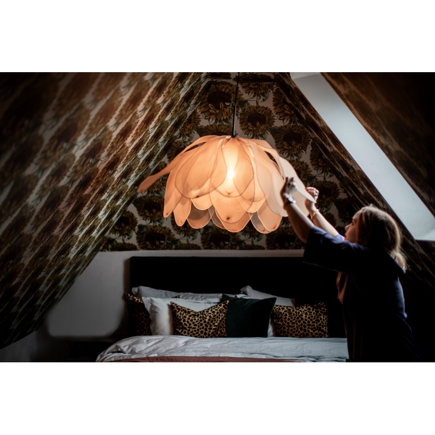 ByRydens - Candeeiro suspenso LOU LOU 1xE27/5W/230V bege diâmetro 80 cm