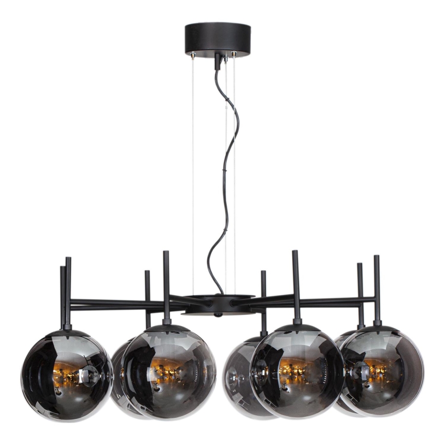ByRydens - Candeeiro suspenso BOYLE 8xE27/5W/230V fumado/preto diâmetro 83 cm