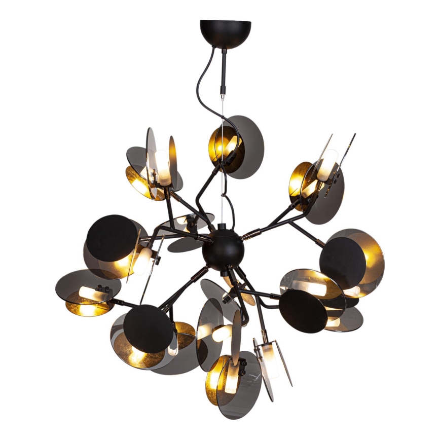 ByRydens - Candeeiro suspenso TURNO 18xG9/4W/230V dourado/preto diâmetro 80 cm