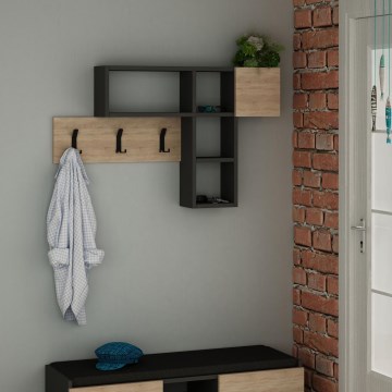 Cabide de parede com prateleira GAME 61x99,5 cm bege/antracite