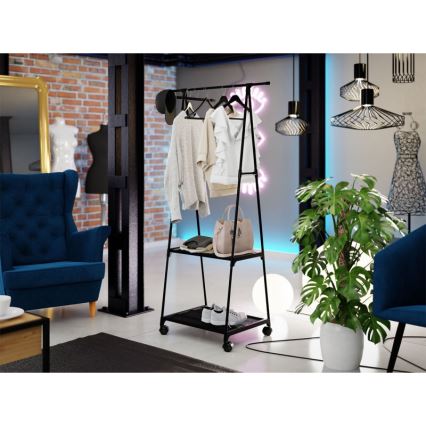 Cabide metálico com prateleiras OLAZEN 157x85 cm preto