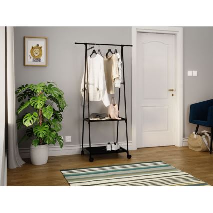 Cabide metálico com prateleiras OLAZEN 157x85 cm preto