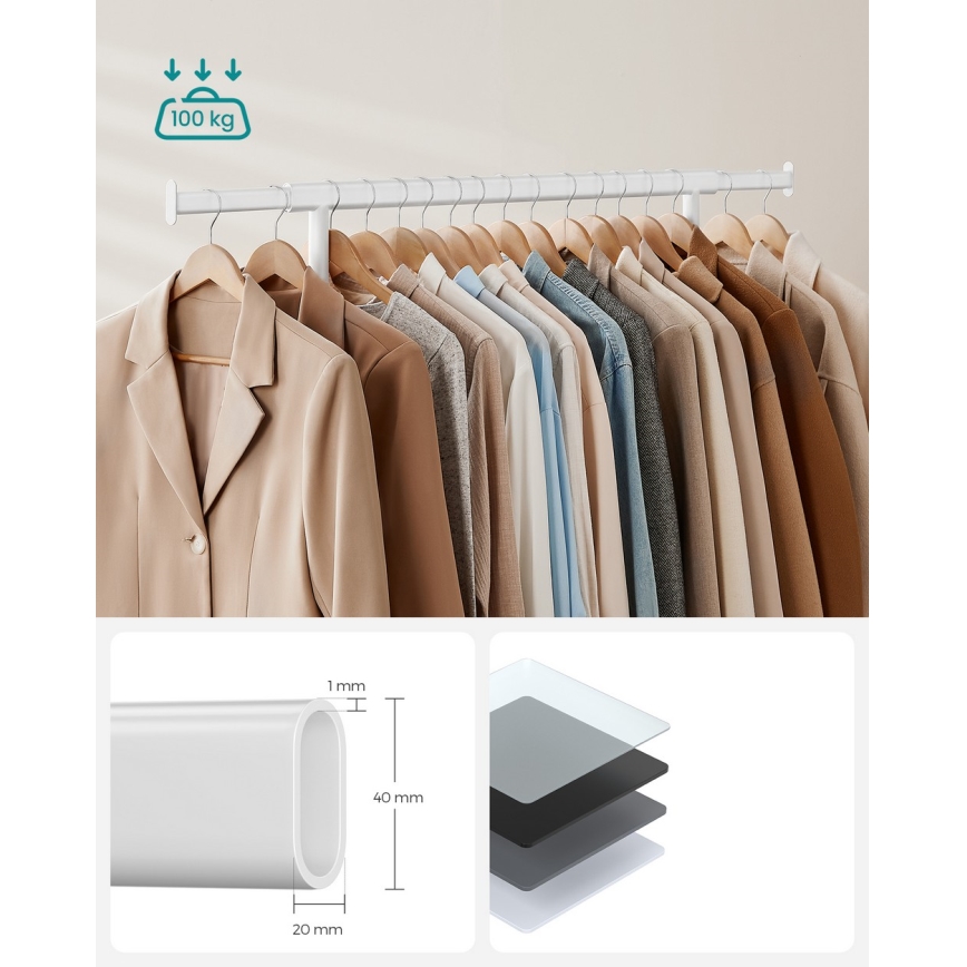 Cabideiro móvel de pé LINEA, branco