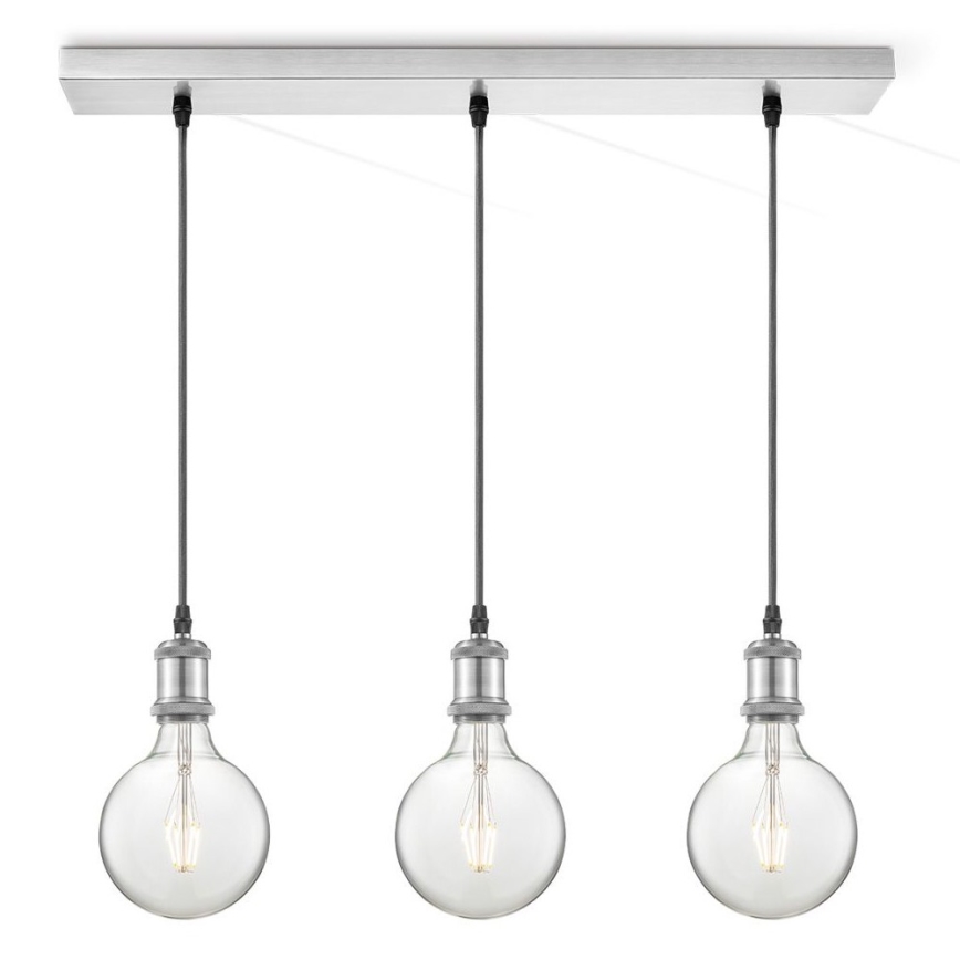 Cabo de alimentação VINTAGE 3xE27/40W/230V cromo fosco
