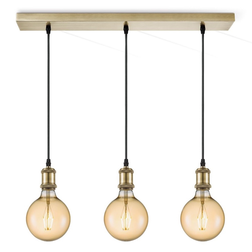 Cabo de alimentação VINTAGE 3xE27/40W/230V latão