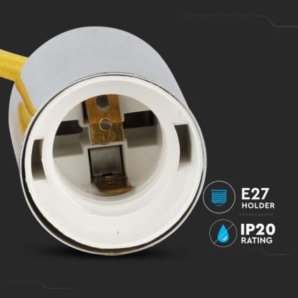 Cabo de carregamento 1xE27/60W/230V amarelo/cromado brilhante