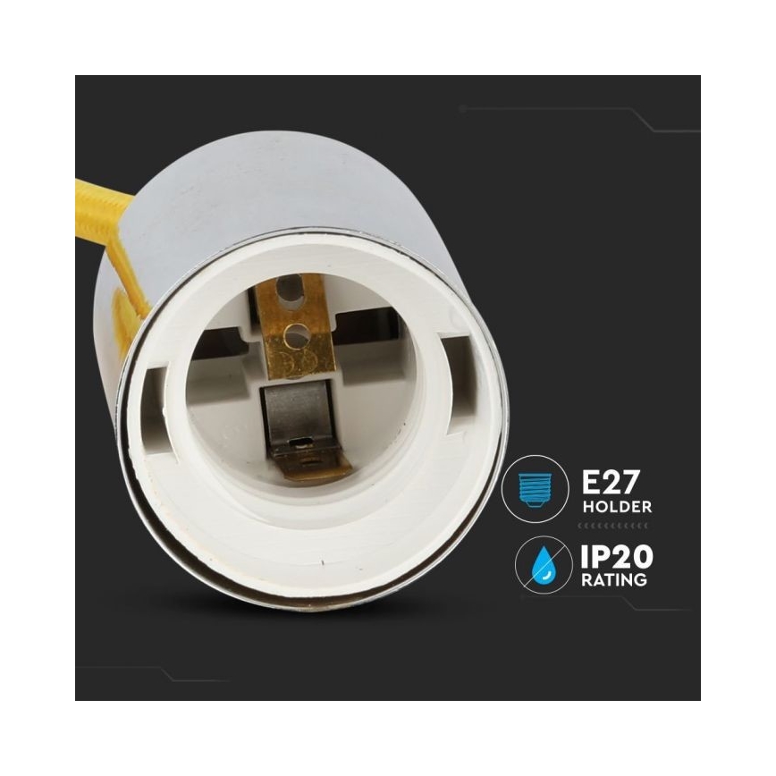 Cabo de carregamento 1xE27/60W/230V amarelo/cromado brilhante