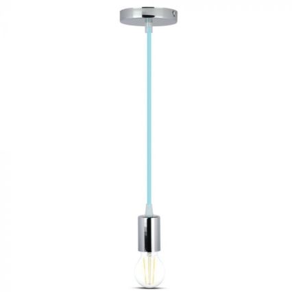 Cabo de carregamento 1xE27/60W/230V azul claro/cromado brilhante