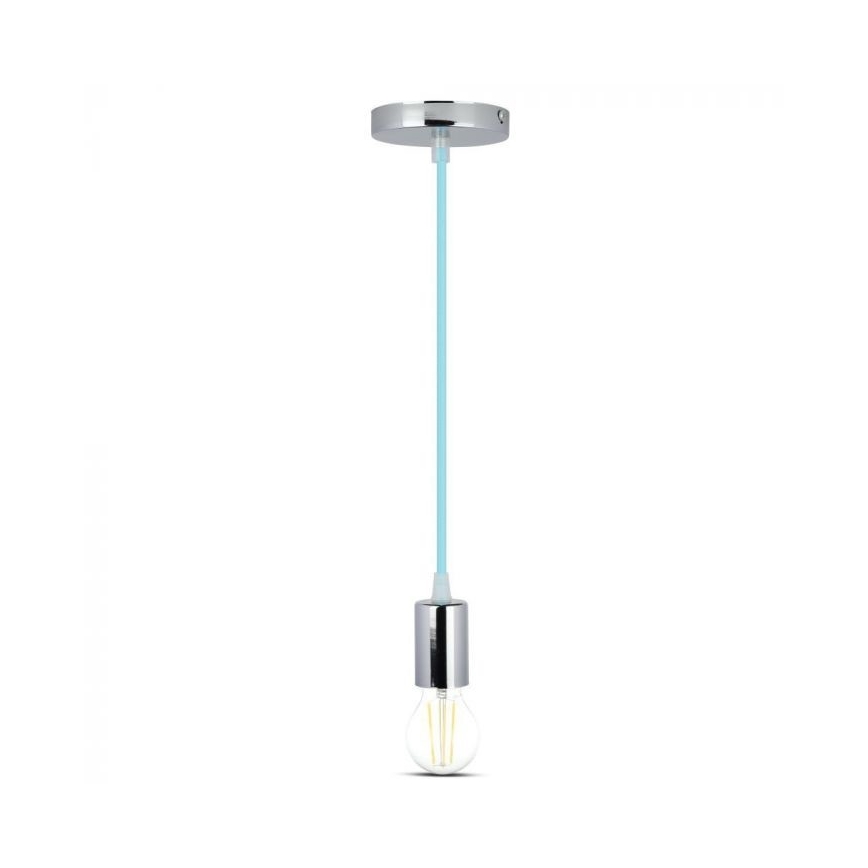 Cabo de carregamento 1xE27/60W/230V azul claro/cromado brilhante