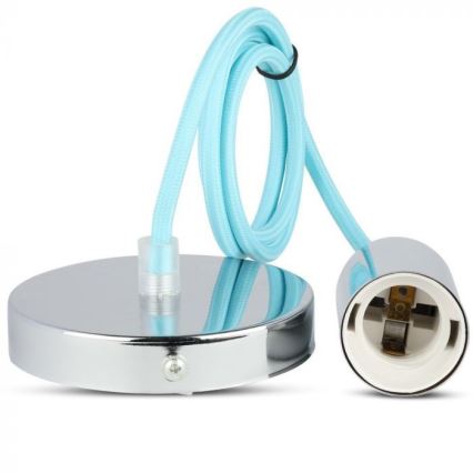 Cabo de carregamento 1xE27/60W/230V azul claro/cromado brilhante