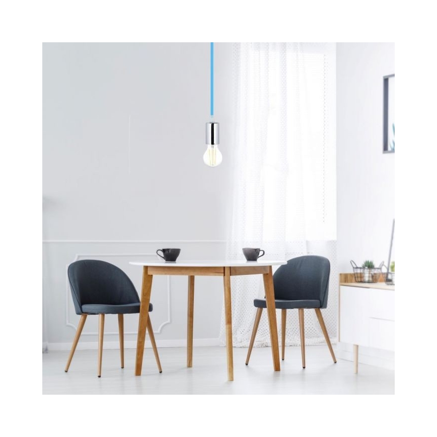 Cabo de carregamento 1xE27/60W/230V azul/cromado brilhante