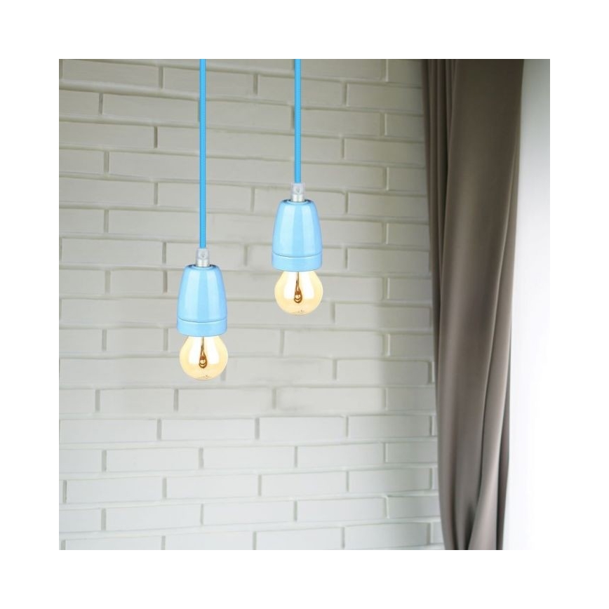 Cabo de carregamento 1xE27/60W/230V azul/porcelana