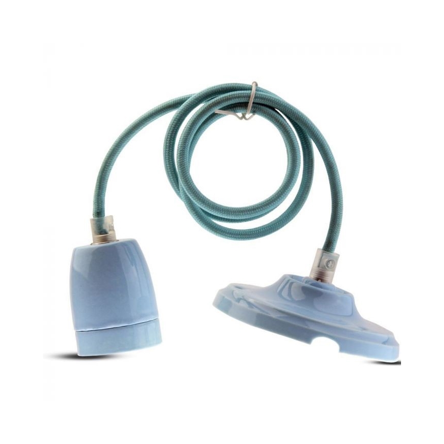 Cabo de carregamento 1xE27/60W/230V azul/porcelana