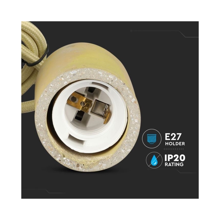 Cabo de carregamento 1xE27/60W/230V betão/amarelo