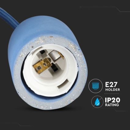 Cabo de carregamento 1xE27/60W/230V betão/azul