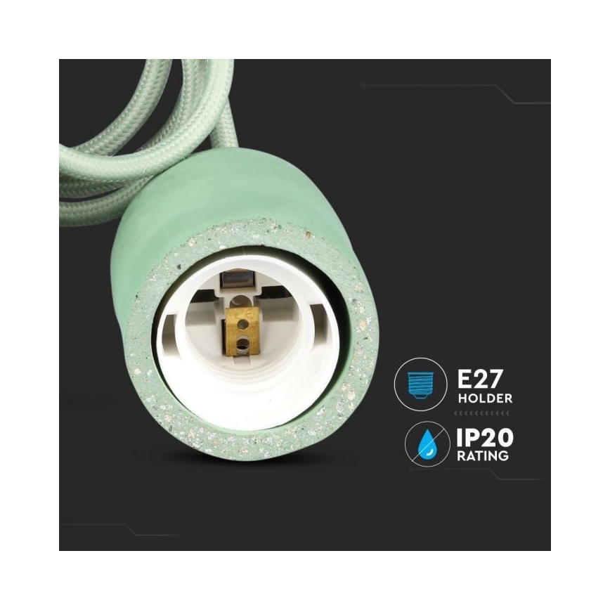 Cabo de carregamento 1xE27/60W/230V betão/verde