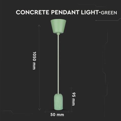Cabo de carregamento 1xE27/60W/230V betão/verde