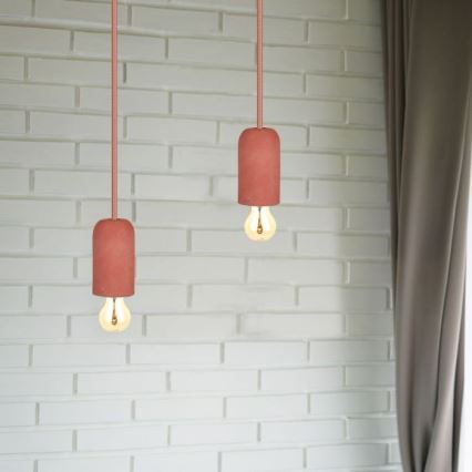 Cabo de carregamento 1xE27/60W/230V betão/vermelho