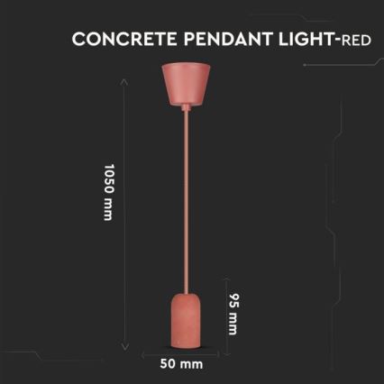 Cabo de carregamento 1xE27/60W/230V betão/vermelho