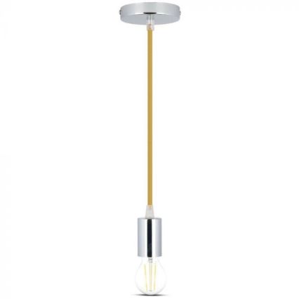 Cabo de carregamento 1xE27/60W/230V castanho/cromado brilhante