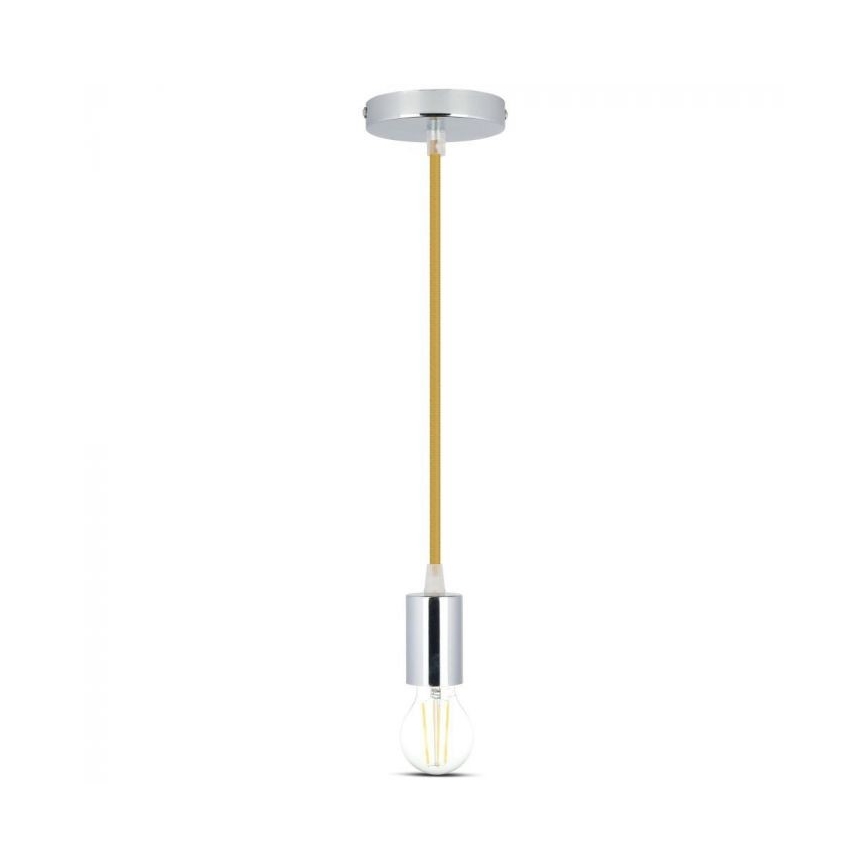 Cabo de carregamento 1xE27/60W/230V castanho/cromado brilhante
