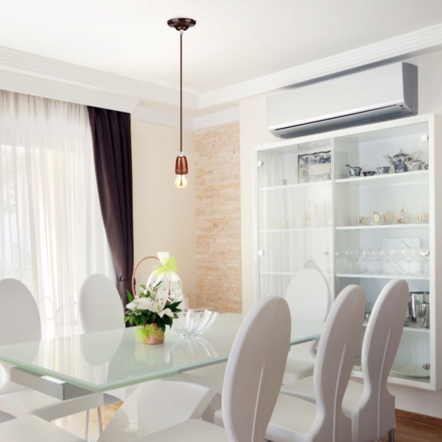 Cabo de carregamento 1xE27/60W/230V castanho/porcelana