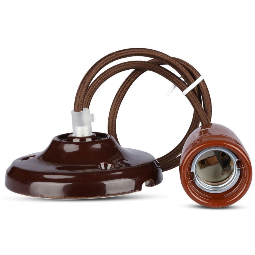 Cabo de carregamento 1xE27/60W/230V castanho/porcelana