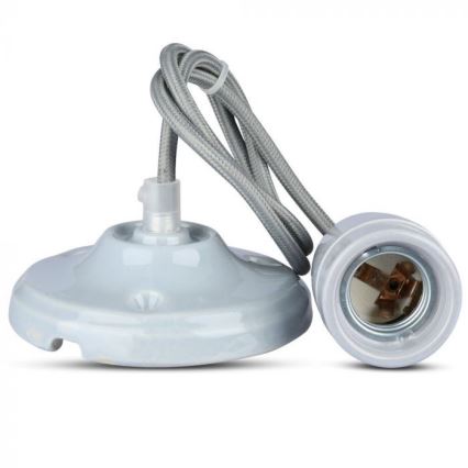 Cabo de carregamento 1xE27/60W/230V cinzento/porcelana