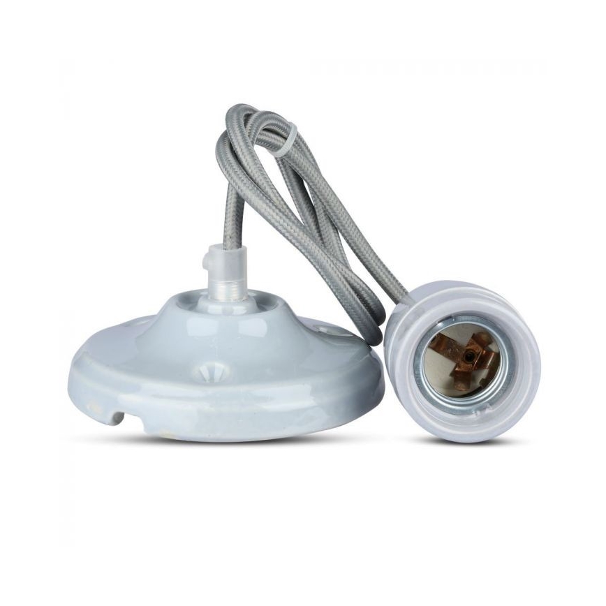 Cabo de carregamento 1xE27/60W/230V cinzento/porcelana