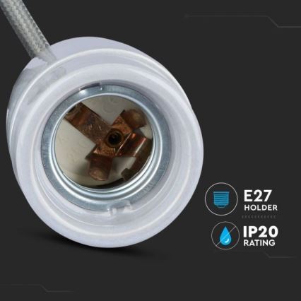 Cabo de carregamento 1xE27/60W/230V cinzento/porcelana